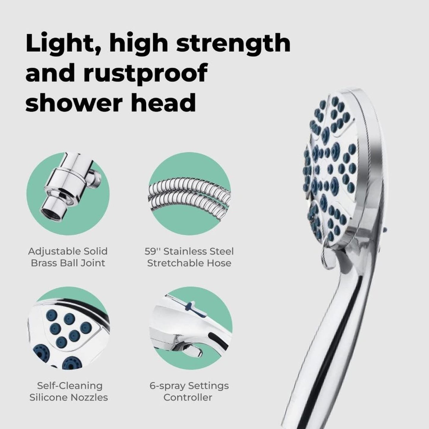 LOKBY High Pressure Shower Head with Handheld Spray - 8-Mode Detachable Handheld