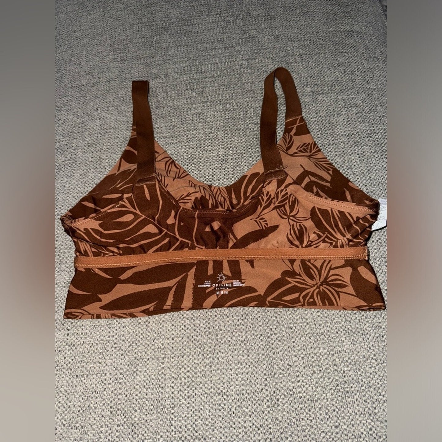 Pre-Owned MD Offline by Aerie Brown Palm Leaf Sports Bra