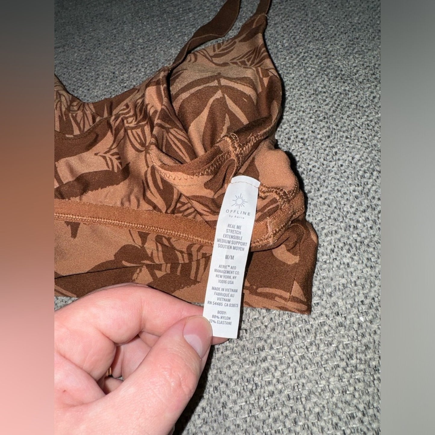 Pre-Owned MD Offline by Aerie Brown Palm Leaf Sports Bra