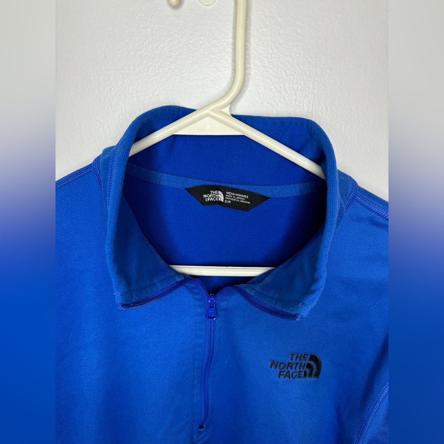 Pre-Owned SM The North Face Blue Embroidered Logo Quarter Zip Fleece Jacket