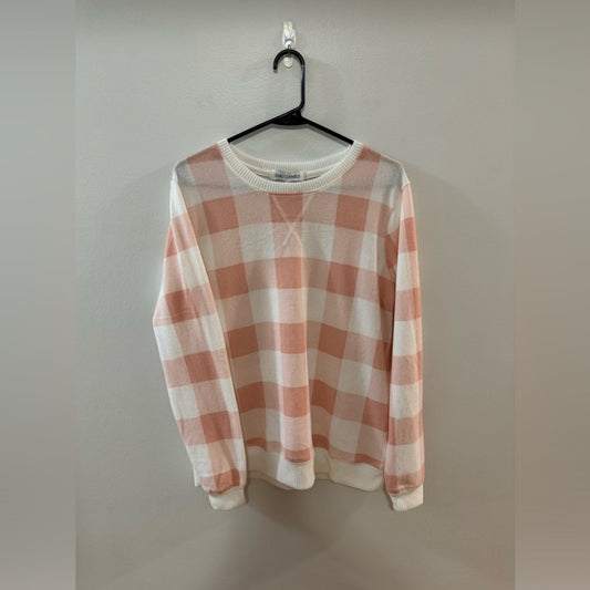 NWT MD Emily Daniels Pink/White Checker Knit Sweater