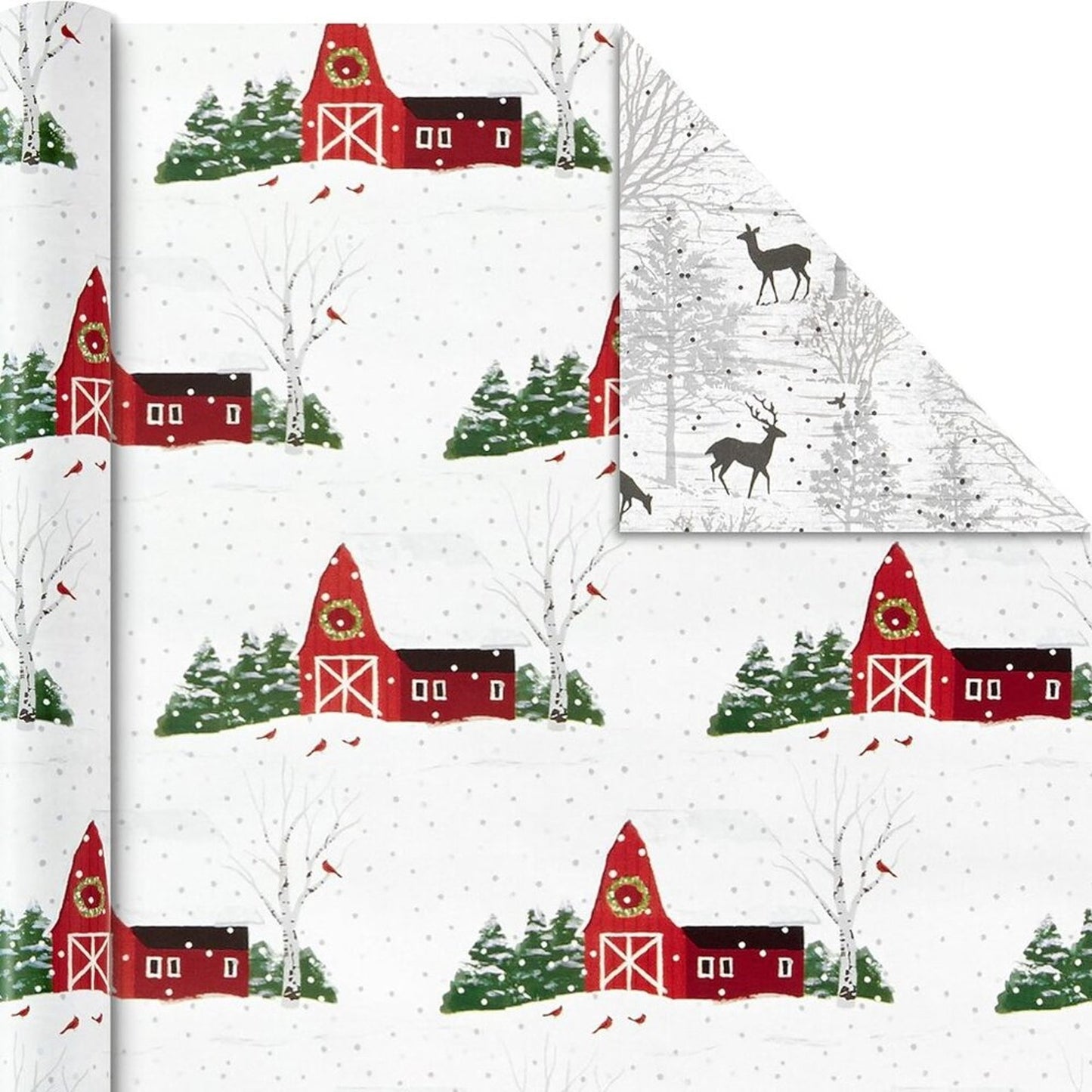 Hallmark Holiday Reversible Wrapping Paper Bundle, Rustic Christmas, Pack of 3