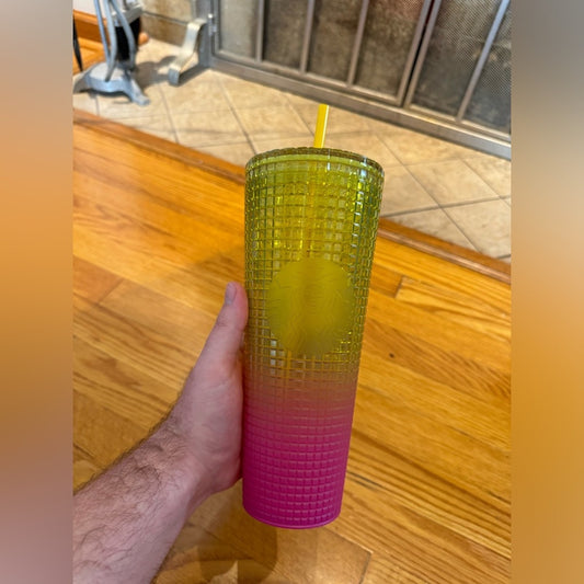 Pre-Owned Starbucks Summer 2022 Lemon Pink Gradient Tumbler