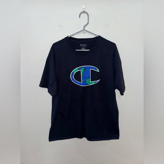 Pre-Owned XL Champion Black Earth Logo Graphic T-Shirt