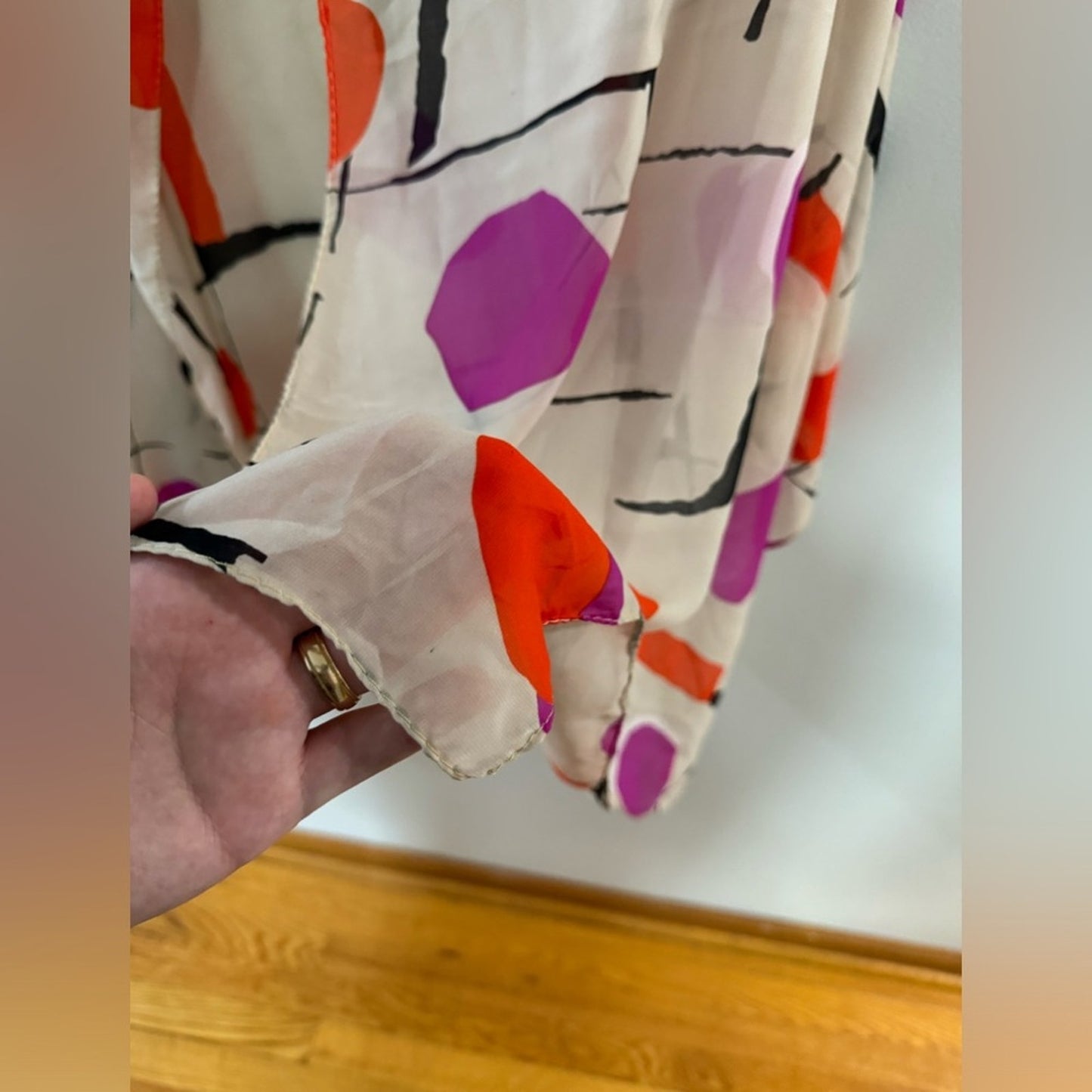 Used Unbranded Pink and Orange Abstract Scarf