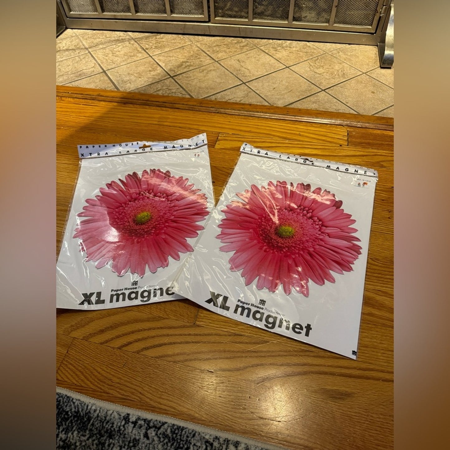 NWT 2PK Paperhouse Productions Extra Large Pink Flower Magnet