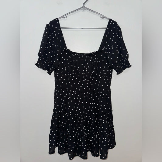 Pre-Owned XL Trixxi Clothing Company Blk Polka Dot Off the Shoulder Ruffle Dress