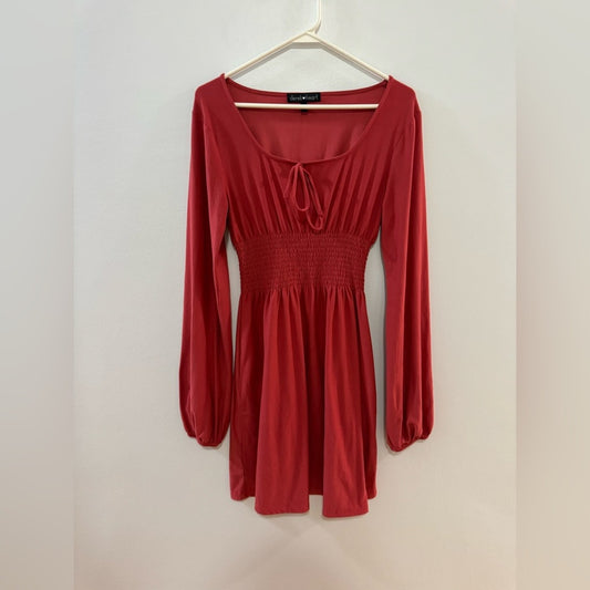 Pre-Owned LG Derek Heart Red Long Sleeve Dress