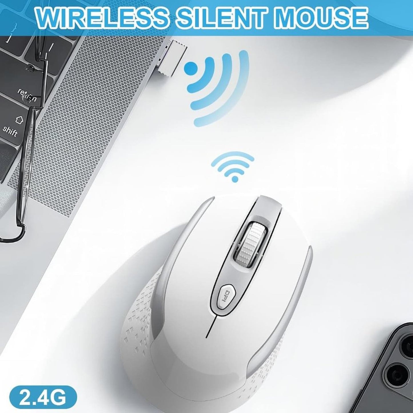 cimetech Wireless Computer Mouse, 2.4G Ergonomic Optical Mouse, 6 Buttons