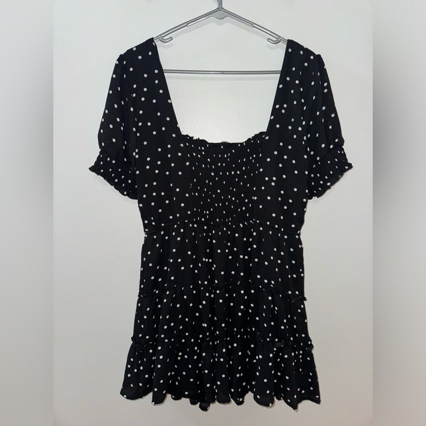 Pre-Owned XL Trixxi Clothing Company Blk Polka Dot Off the Shoulder Ruffle Dress