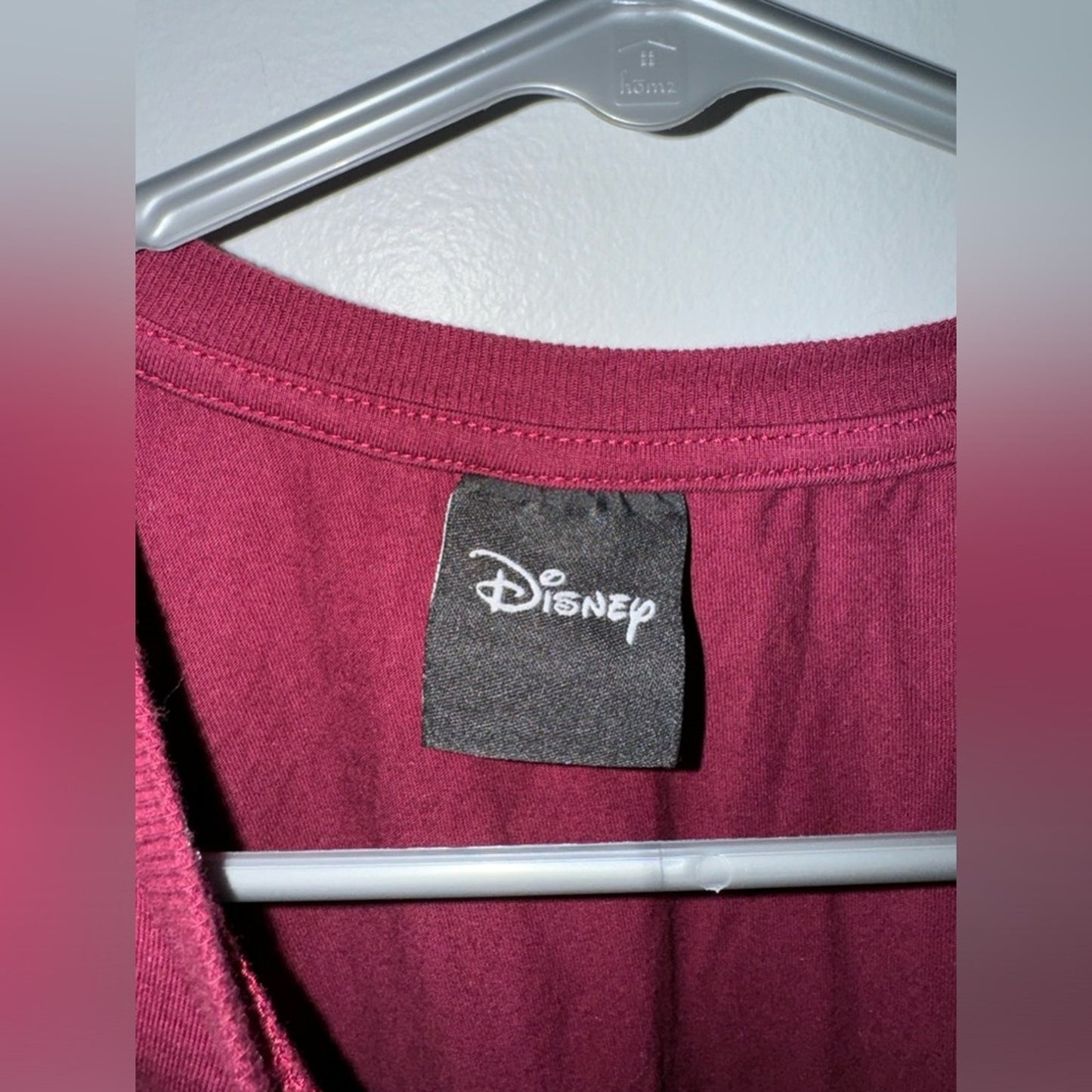 Pre-Owned LG Disney Mickey and Minnie Mouse Maroon Long Sleeve Shirt