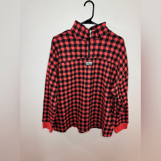 Pre-Owned MD Adidas Red and Black Houndstooth Quarter Zip Jacket