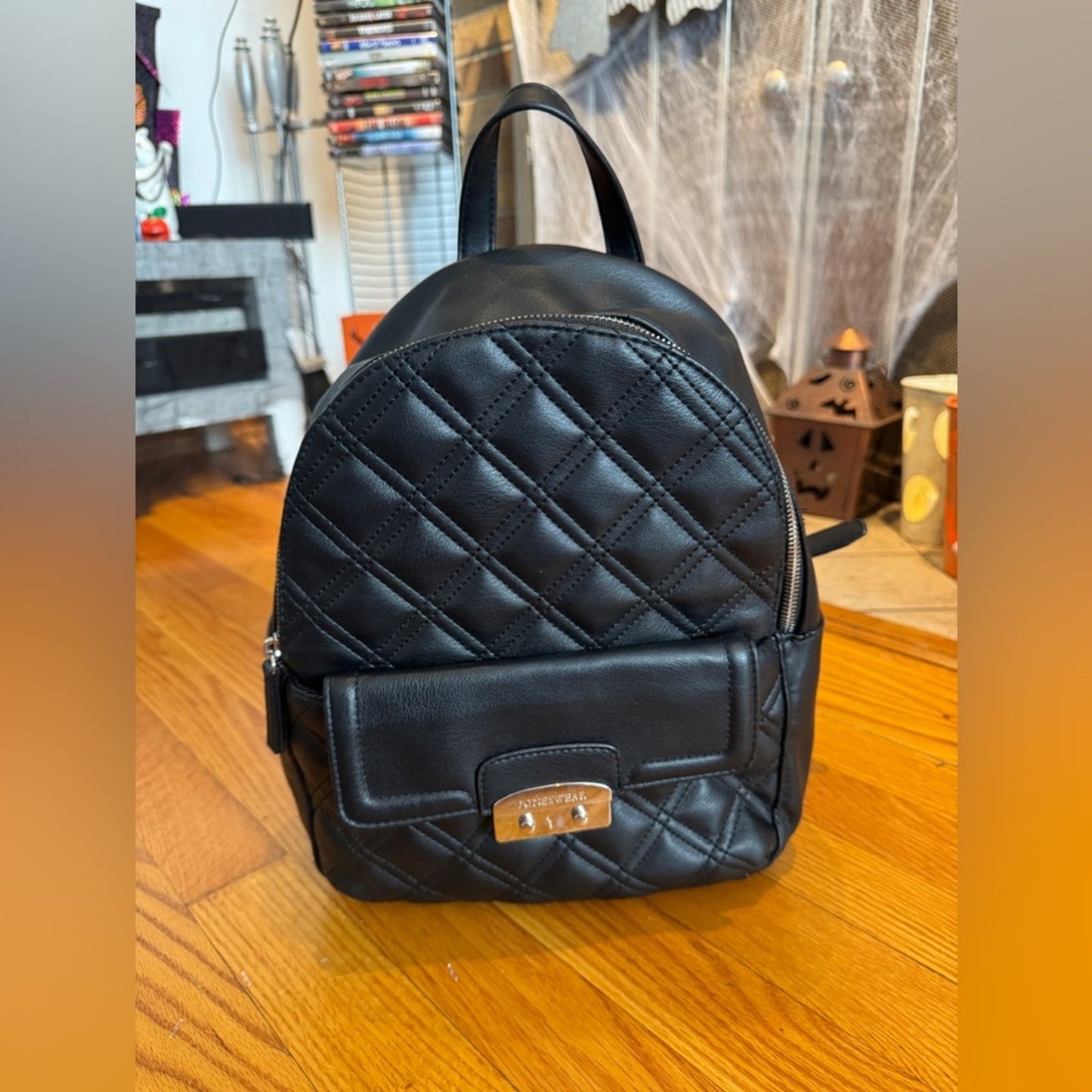 Pre-Owned Joneswear Black Faux Leather Quilted Small Backpack