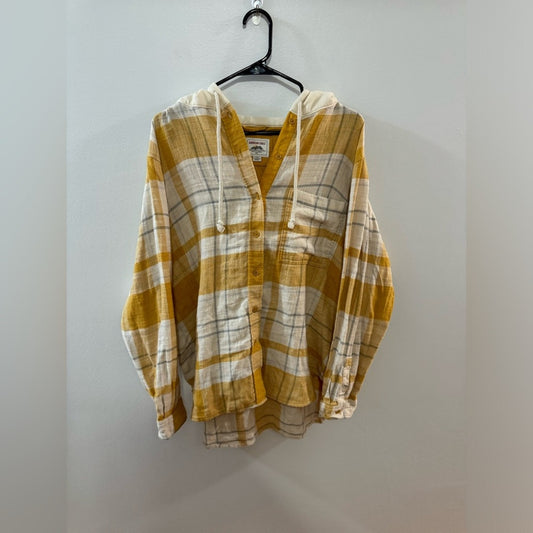 Pre-Owned LG American Eagle Yellow/White Hoodie Flannel