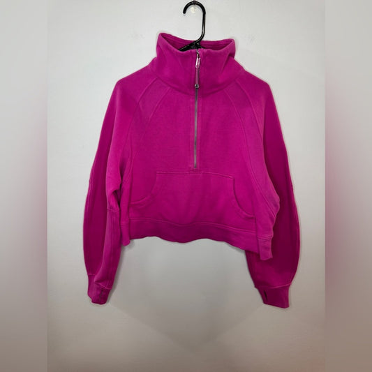 MD/LG Lululemon Scuba Oversized Funnel-Neck Half Tone Zip Sweatshirt in Pow Pink