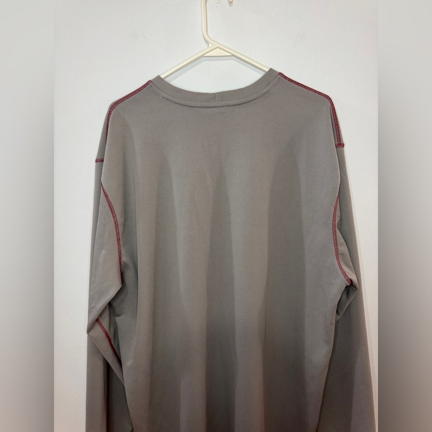 XXL Nike Vintage Grey with Red and White Stripe Heavyweight Long Sleeve Shirt