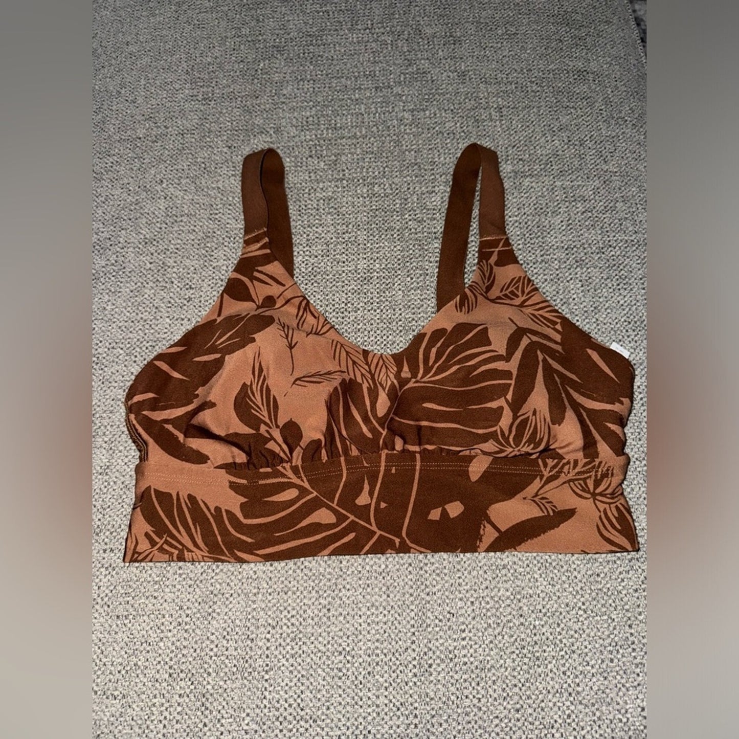 Pre-Owned MD Offline by Aerie Brown Palm Leaf Sports Bra