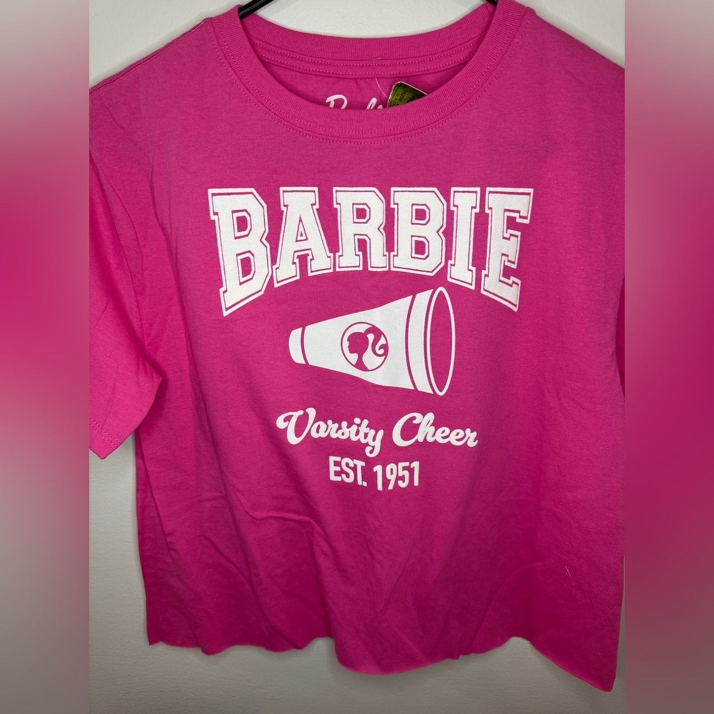 NWT SM Barbie Pink Varsity Cheer Graphic T-shirt