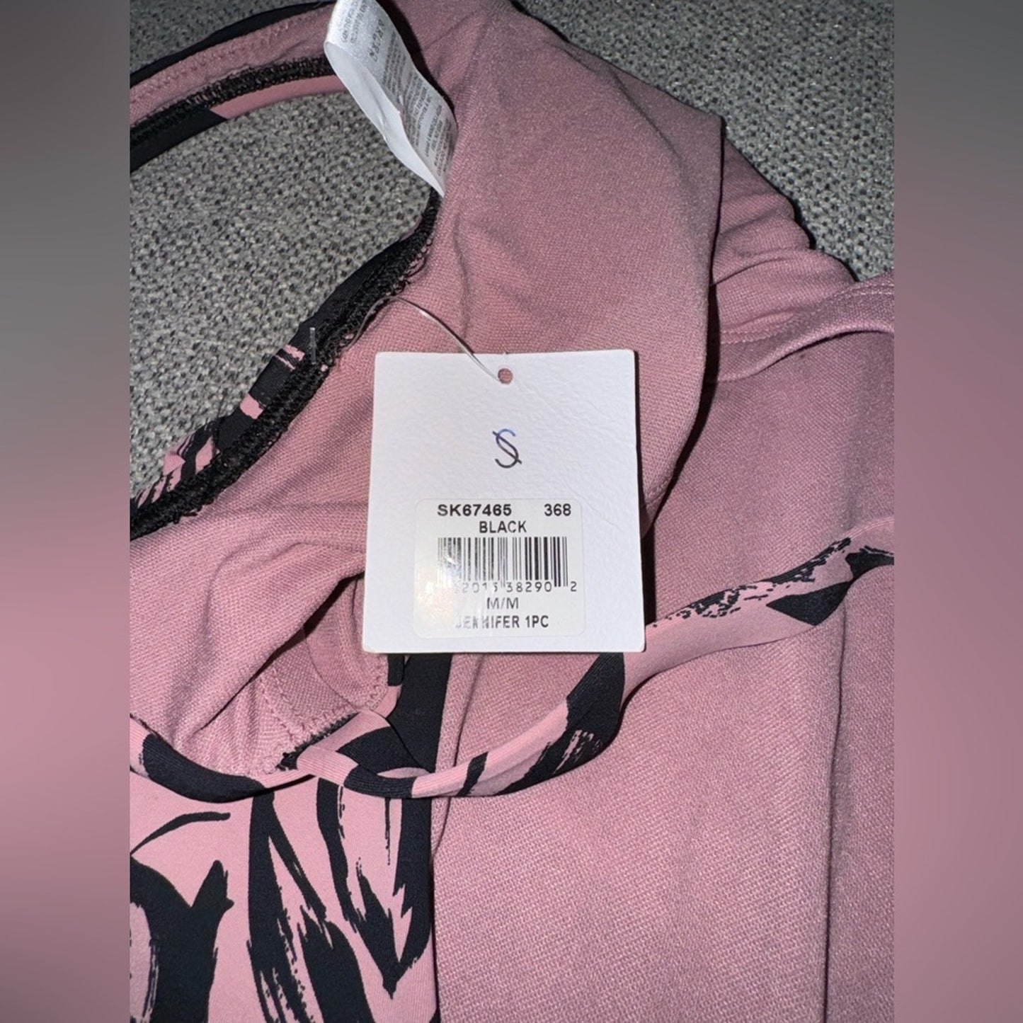 NWT MD Skye Pink and Black Palm Print One Piece Swimsuit