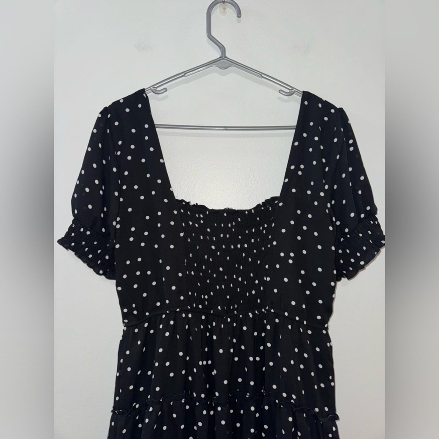 Pre-Owned XL Trixxi Clothing Company Blk Polka Dot Off the Shoulder Ruffle Dress