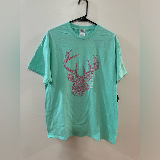 NWT LG Real Tree Mint Green/Pink Logo T-Shirt