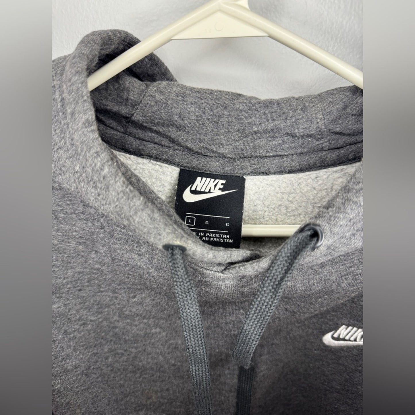 Pre-Owned LG Nike Dark Grey Logo Pullover Hoodie