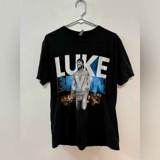 Pre-Owned MD Luke Bryan Black/Blue/White Graphic Band T-Shirt