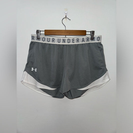 Pre-Owned LG Under Armour Grey/White Loose Fit Athletic Shorts