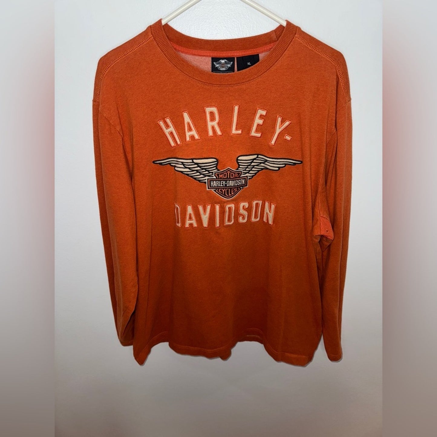 Pre-Owned XL Harley Davidson Orange Logo Long Sleeve 2012 Shirt