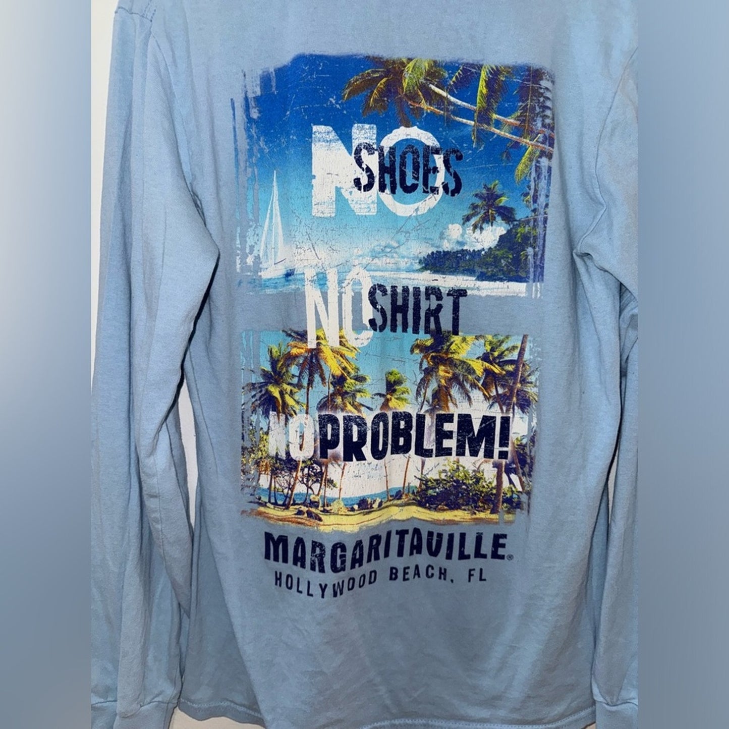 SM Margaritaville Blue Hollywood Beach Florida Graphic Long Sleeve Shirt