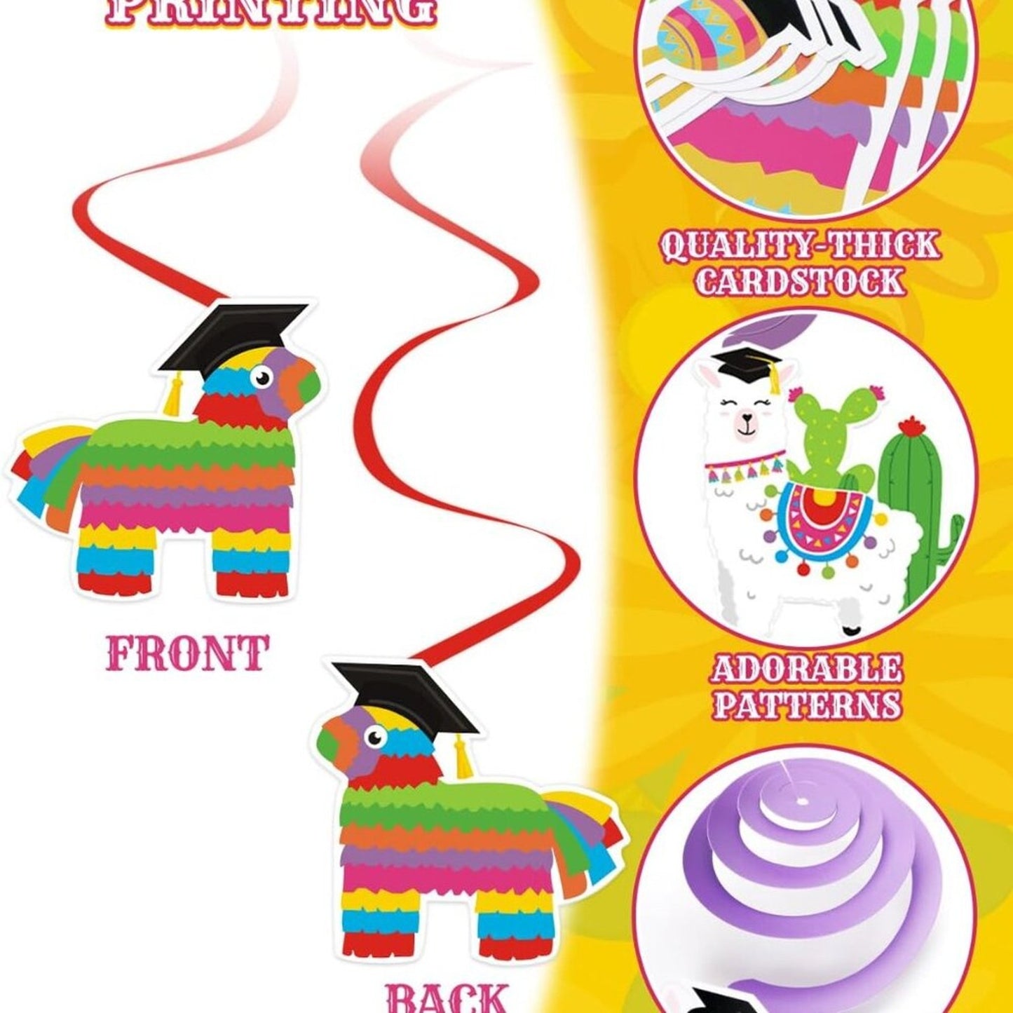 Bessmoso 32pcs Mexican Graduación Hanging Swirls Fiesta Graduation Decorations