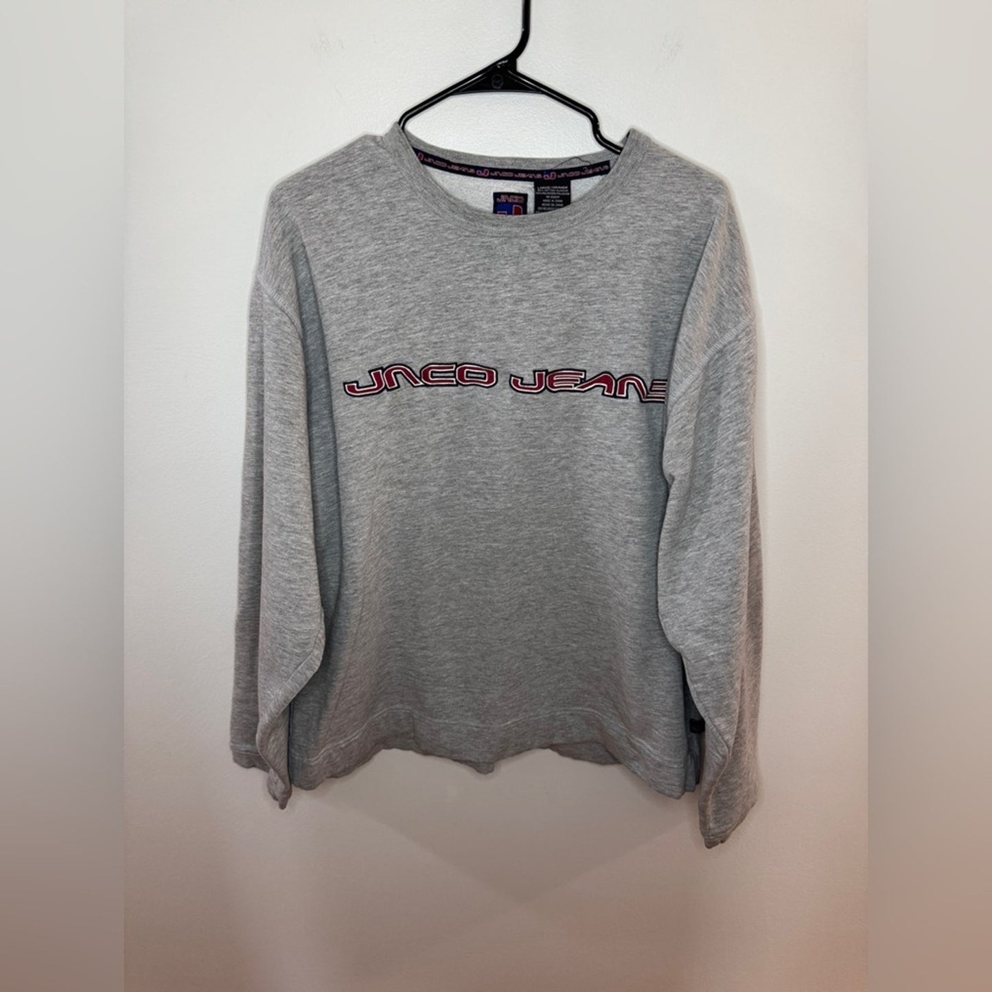 Pre-Owned LG JNCO Jeans Light Heather Grey Embroidered Logo Vintage Crewneck