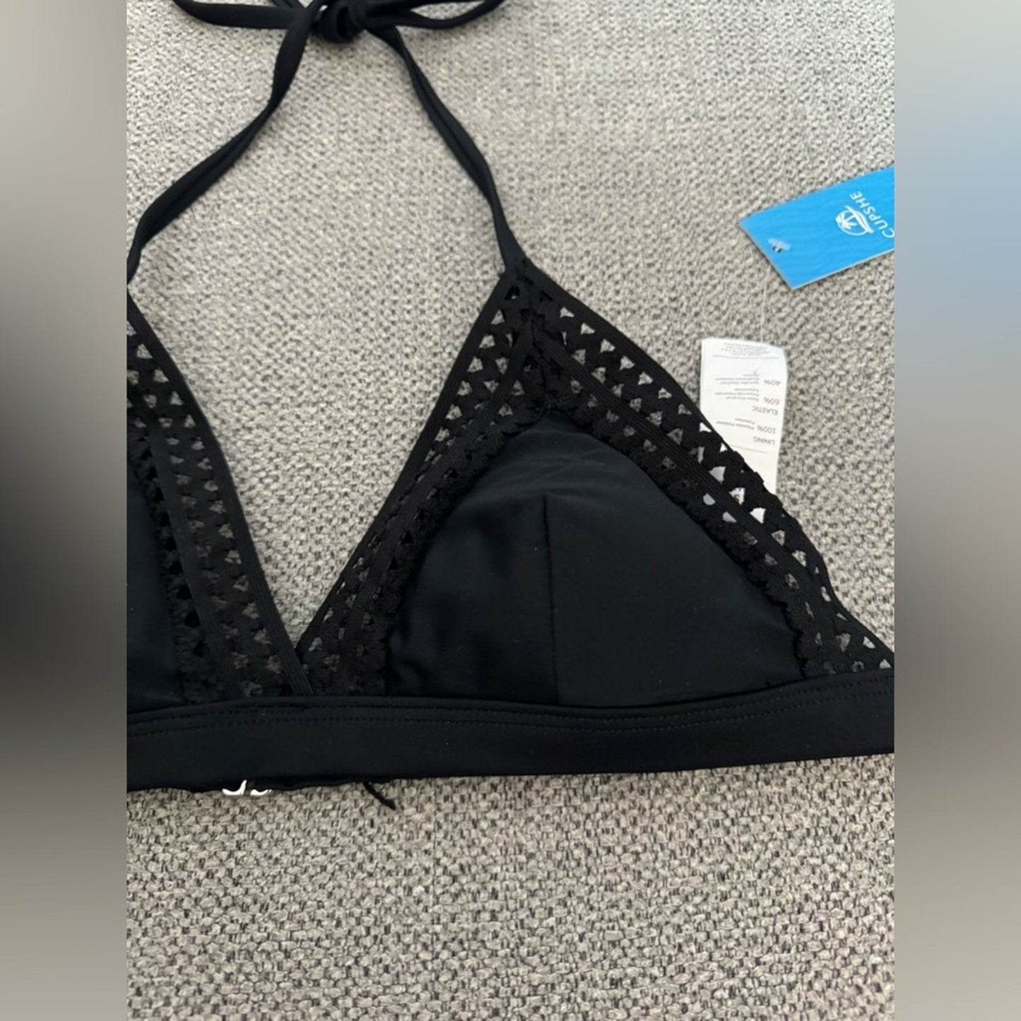 NWT Cupshe Black Border Bikini Top