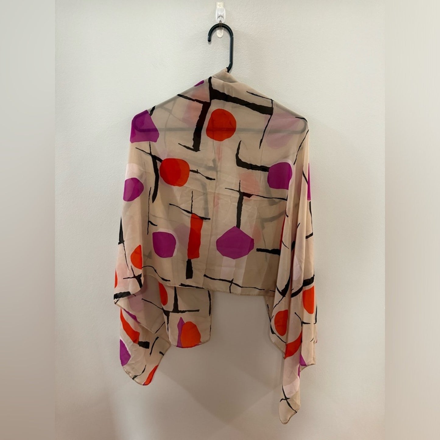 Used Unbranded Pink and Orange Abstract Scarf