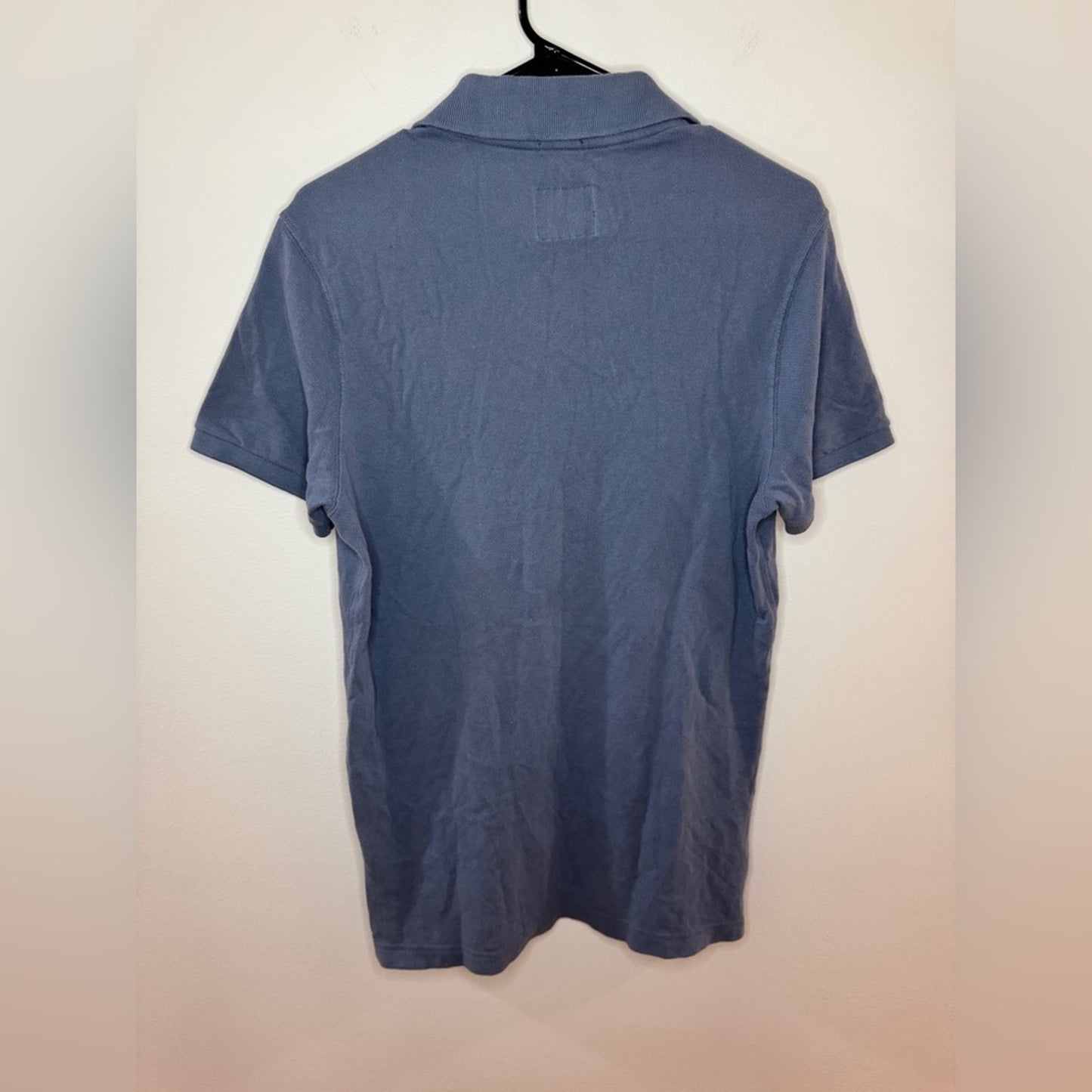 Pre-Owned LG Abercrombie & Fitch Blue Logo Muscle Fit Button Up Polo Shirt