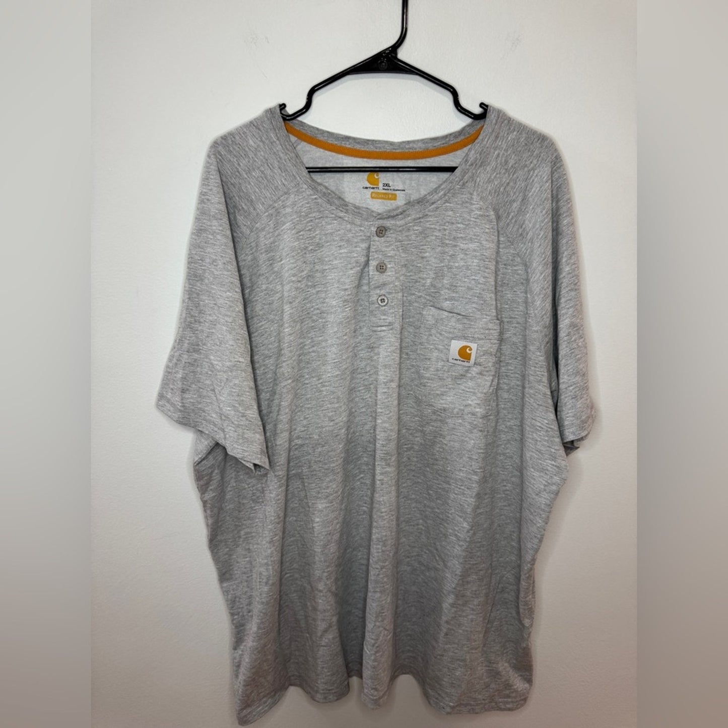 Pre-Owned XXL Carhartt Heather Grey Short Sleeve Henley Shirt