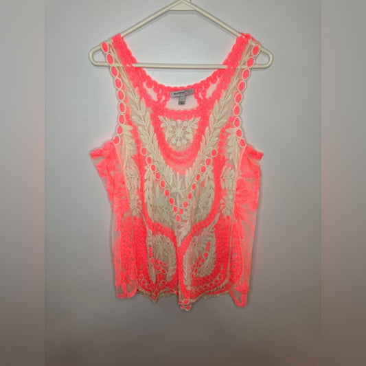 Pre-Owned SM Blu Pepper Pink and White Lace Tank Top