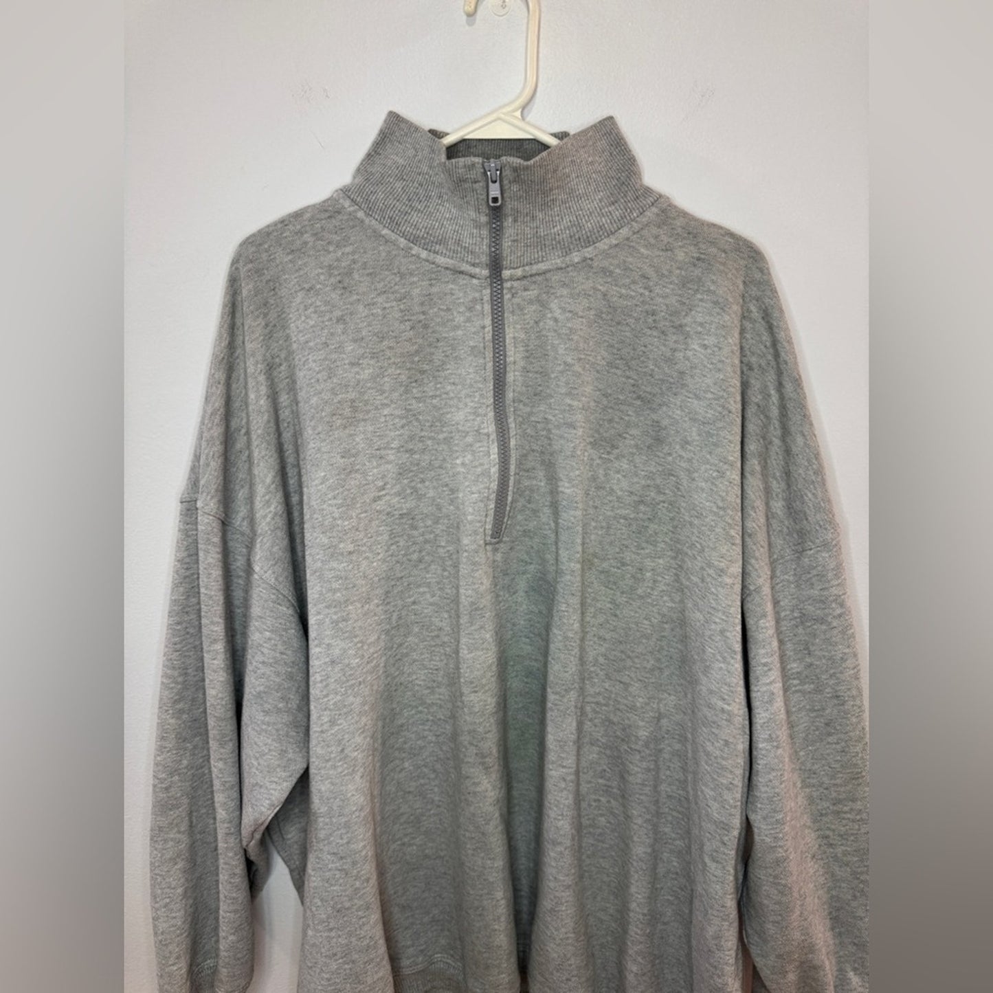 Pre-Owned XL Aerie Heather Grey Oversized Quarter Zip Sweatshirt