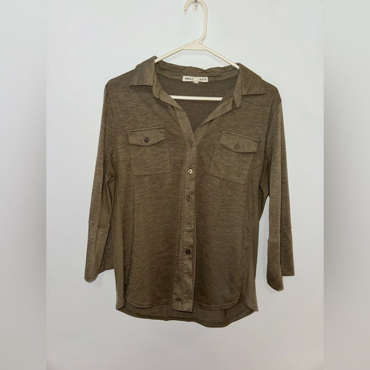 Pre-Owned MD Mesntlace Button Up Pocket Long Sleeve Shirt