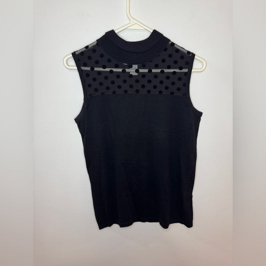 Pre-Owned SM August Silk Black Polka Dot High Neck Tank Top