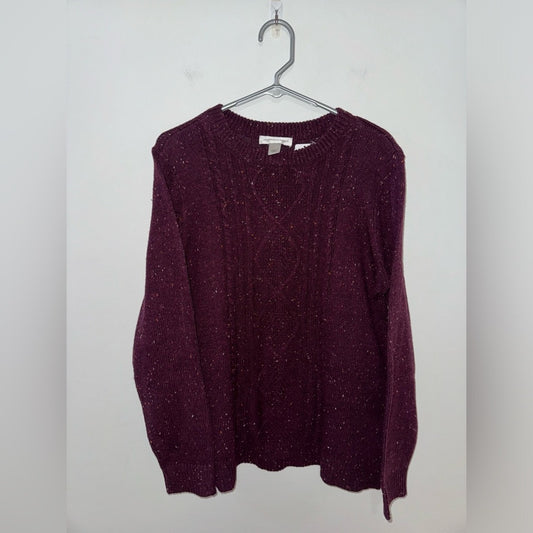 NWT LG Christopher and Banks Maroon Speckled Sweater