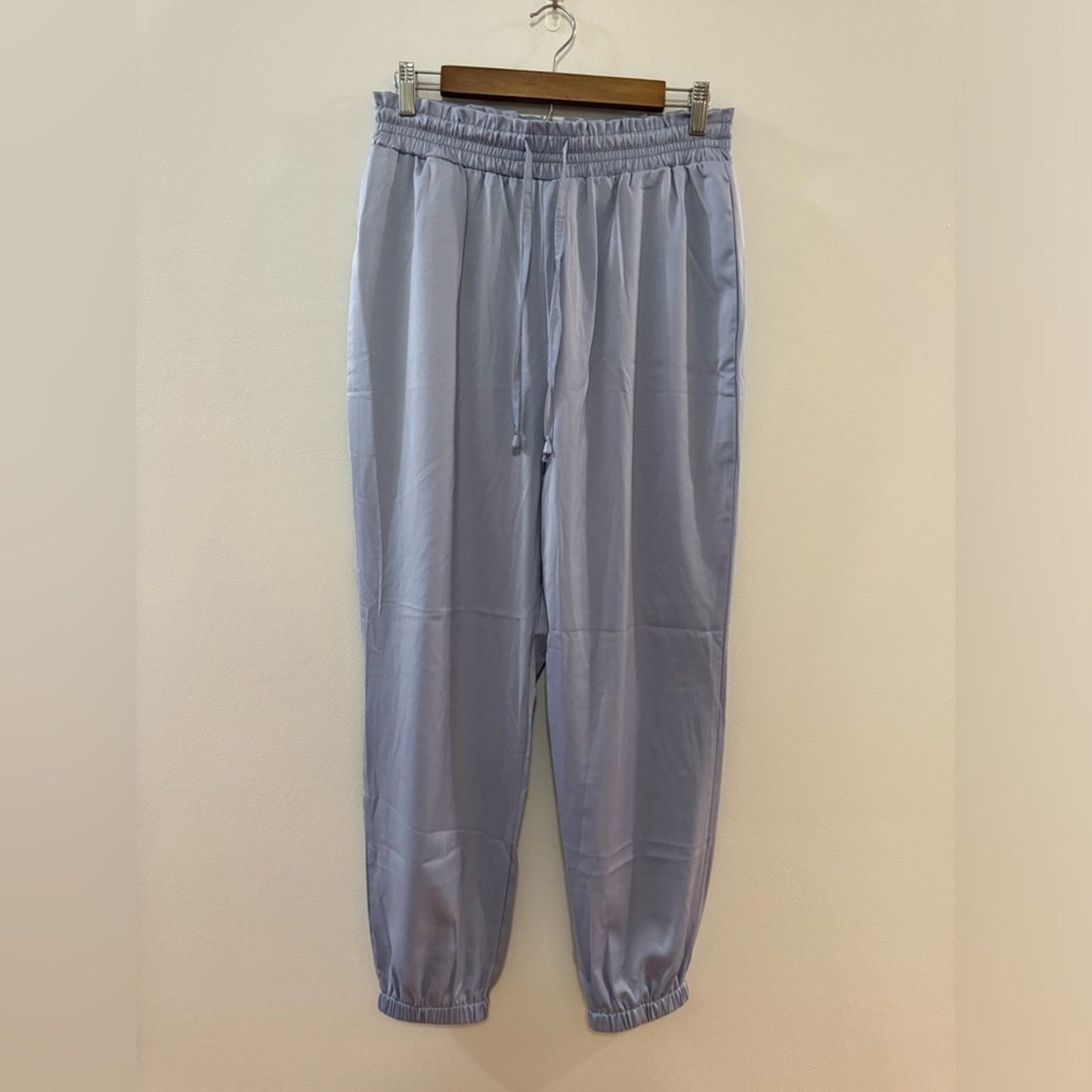 Pre-Owned LG Grlasen High Waist Loose Blue Satin Joggers