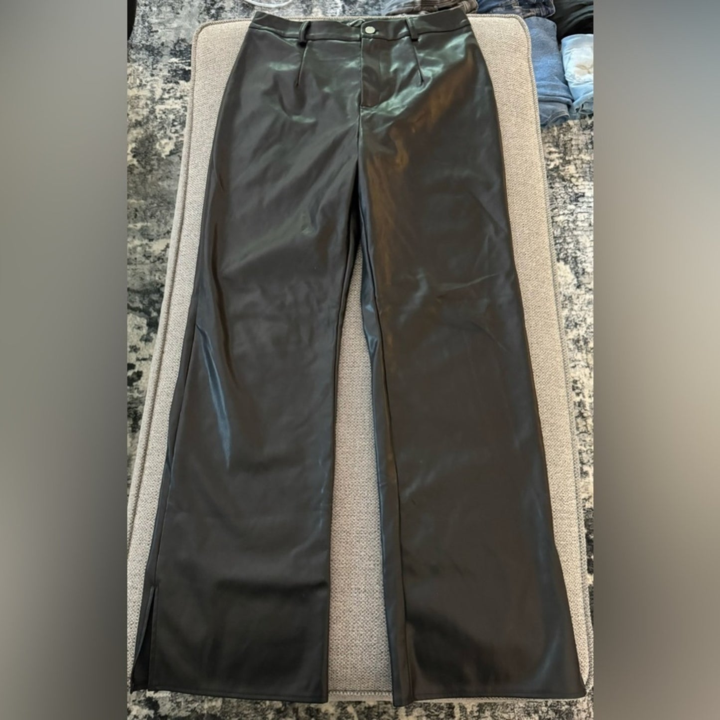 Pre-Owned Size 10 Missguided Black Pleather Pants