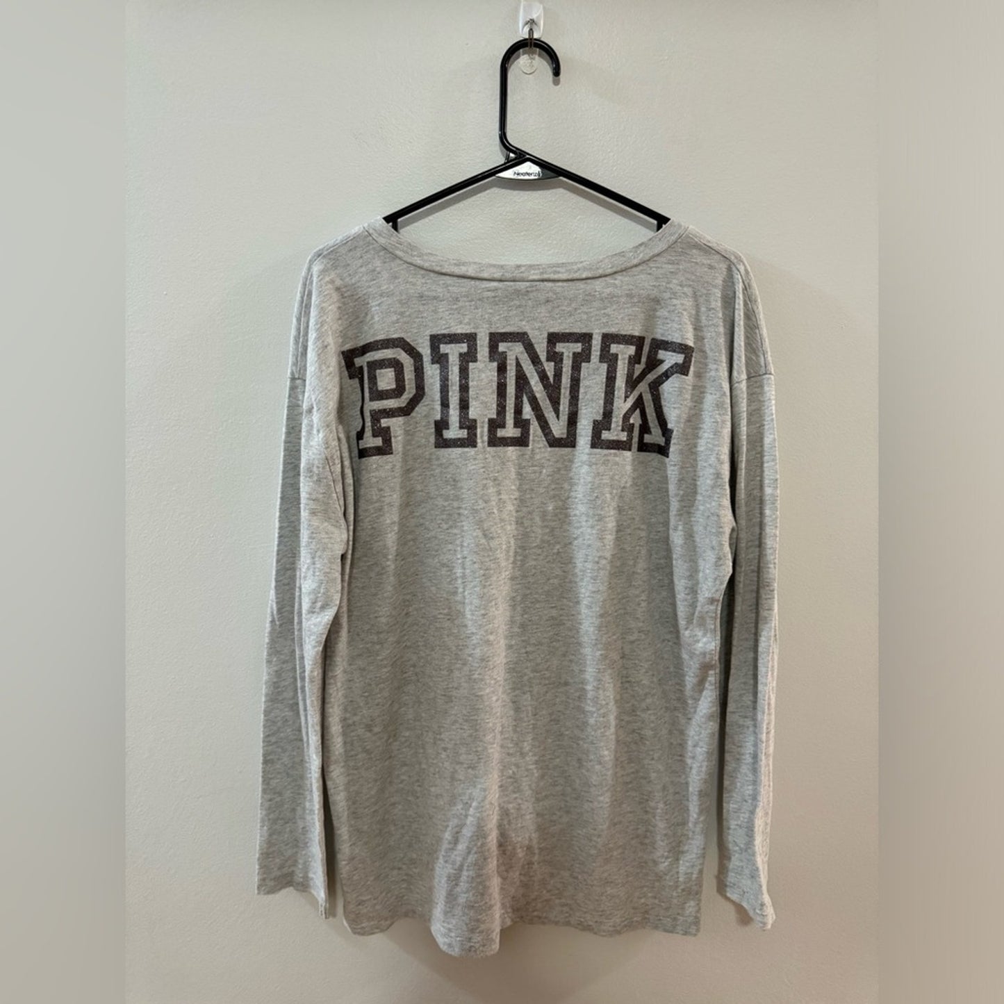 Pre-Owned MD PINK Rhinestone Grey Long Sleeve Shirt