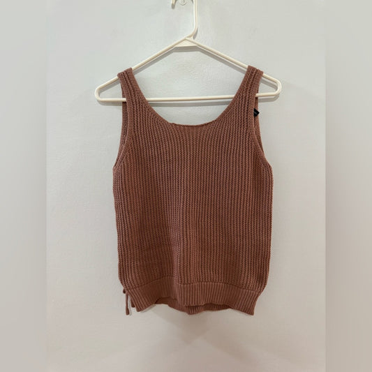 NWT LG Moon and Madison Brown Knitted Open Back Tank Top