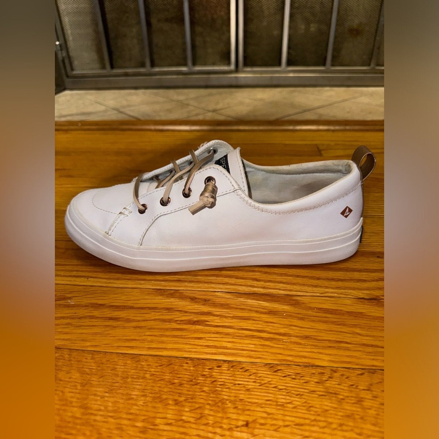 Pre-Owned Size 8W Sperry Topsider White Leather Rose Gold Shoes