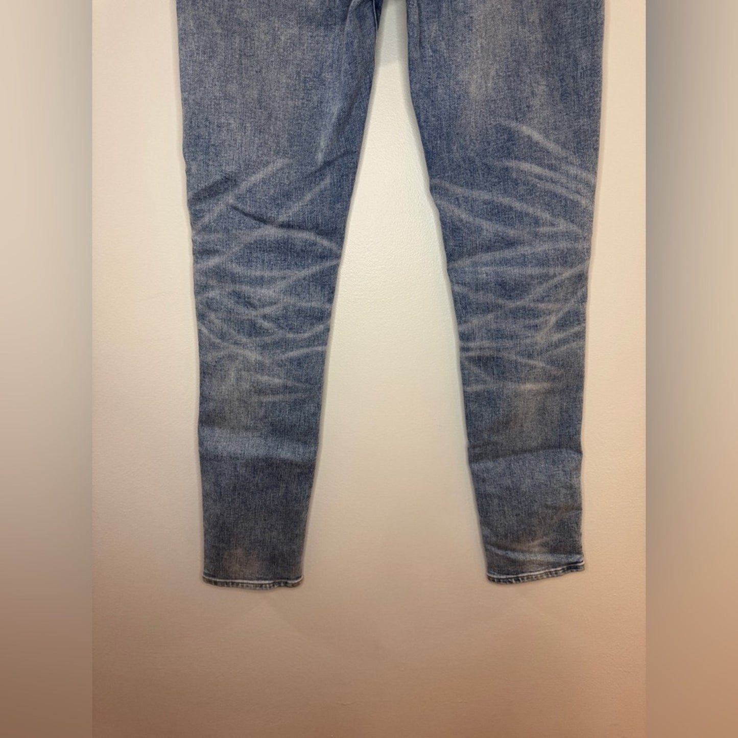 W30xL34 American Eagle Light Blue Distressed Patched Athletic Skinny Jeans