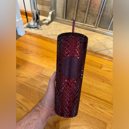 Pre-Owned Starbucks Christmas 2022 Red Merlot Jeweled Tumbler