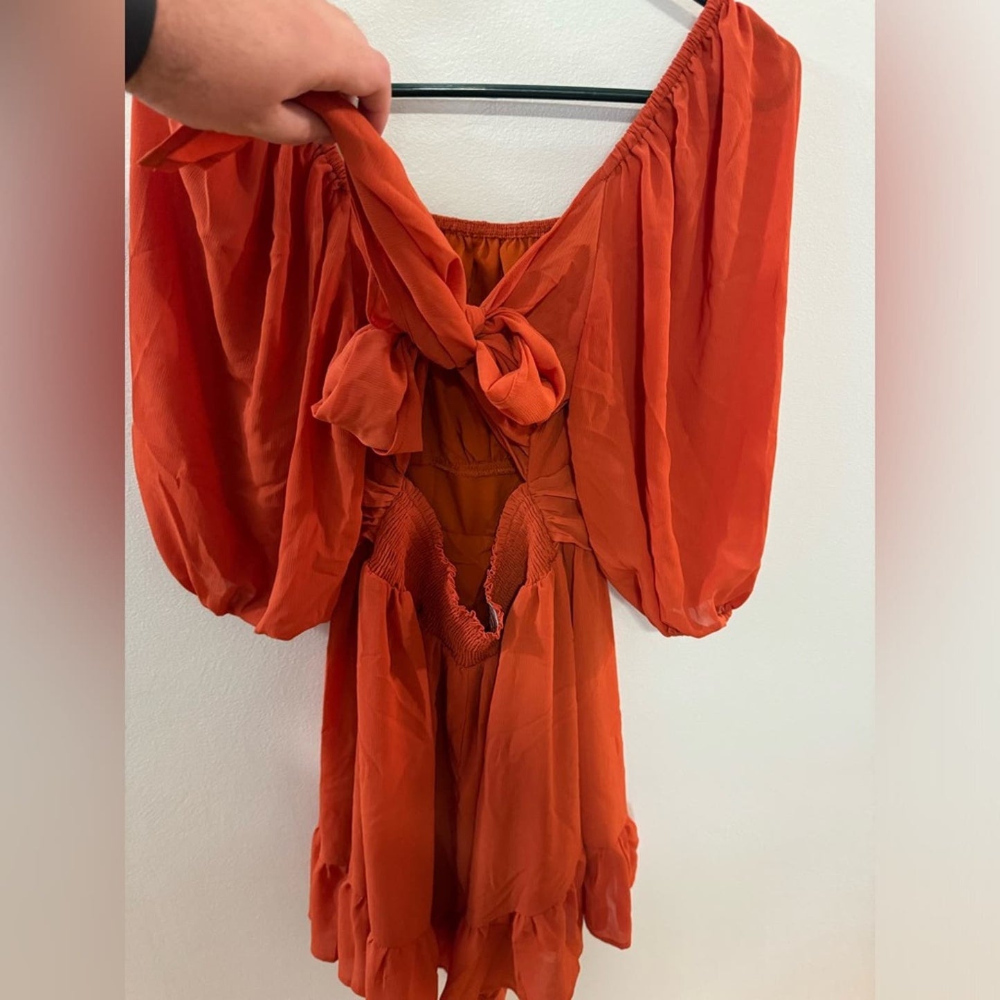 MD Used Unbranded Orange Tie Back Dress
