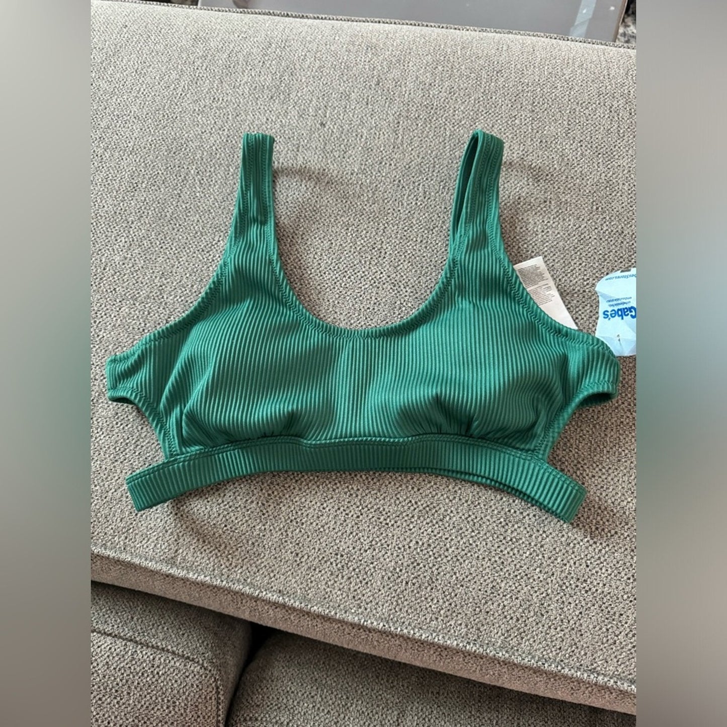 NWT LG Cupshe Green Ribbed Bathing Suit Top